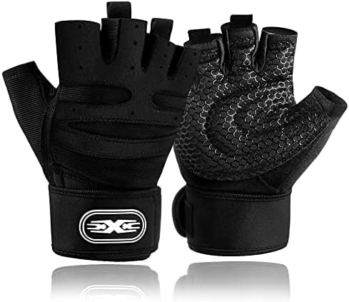 HCFGS Gym Weight Lifting Workout Gloves with Wrist Wrap Support, for Men & Women...
