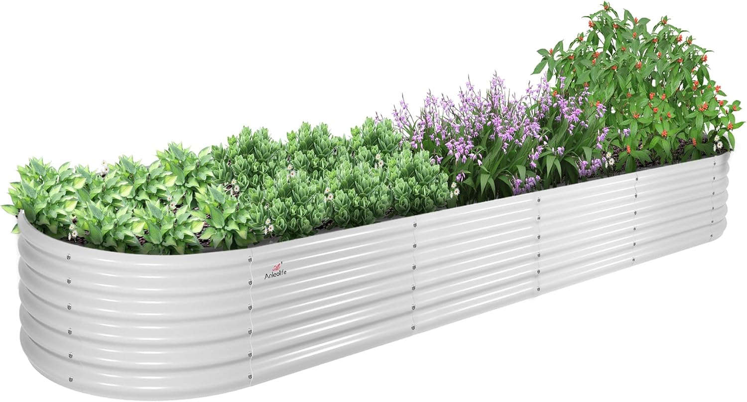 ANLEOLIFE Extra Large Metal Planter Box, Special Galvanized Raised Garden Beds,...