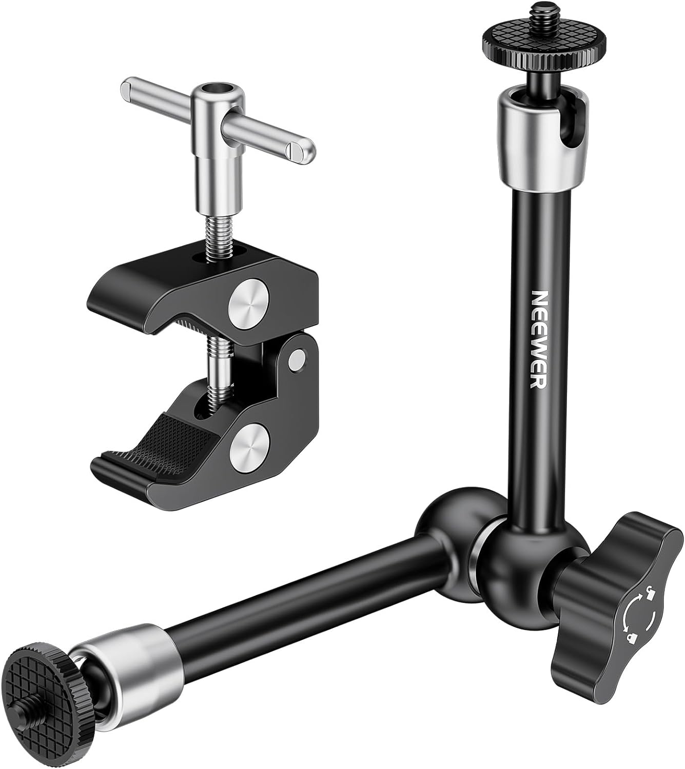 NEEWER 9.8"/25cm Adjustable Magic Arm with Super Clamp, 1/4" & 3/8" Threads, 1/4...