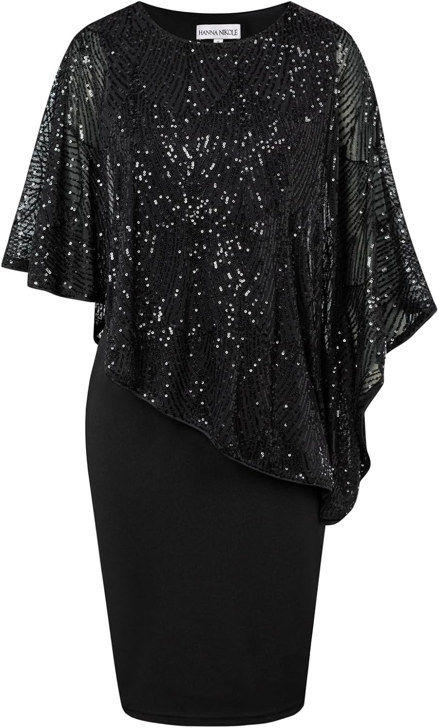 Hanna Nikole Women's Plus Size Cape Chiffon Dress Cocktail Formal Party Pencil D...