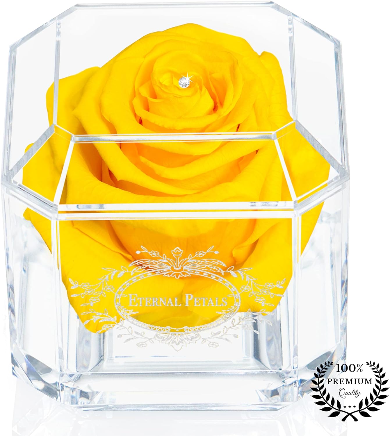 A 100% Real Rose That Lasts Years - Eternal Petals, Handmade in UK – White Gold...