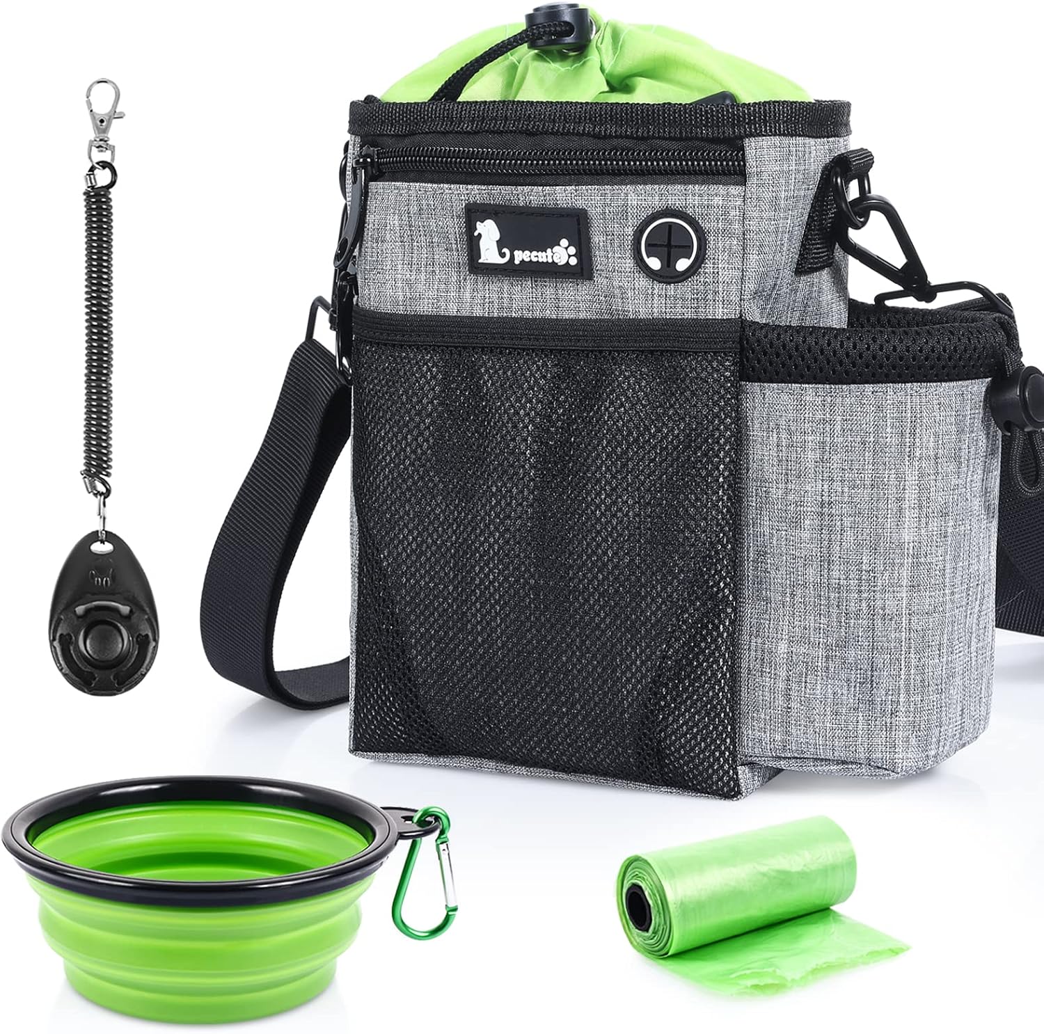 pecute Large Dog Treat Pouch Bag - Upgrade with Water Bottle Holder, Waterproof...