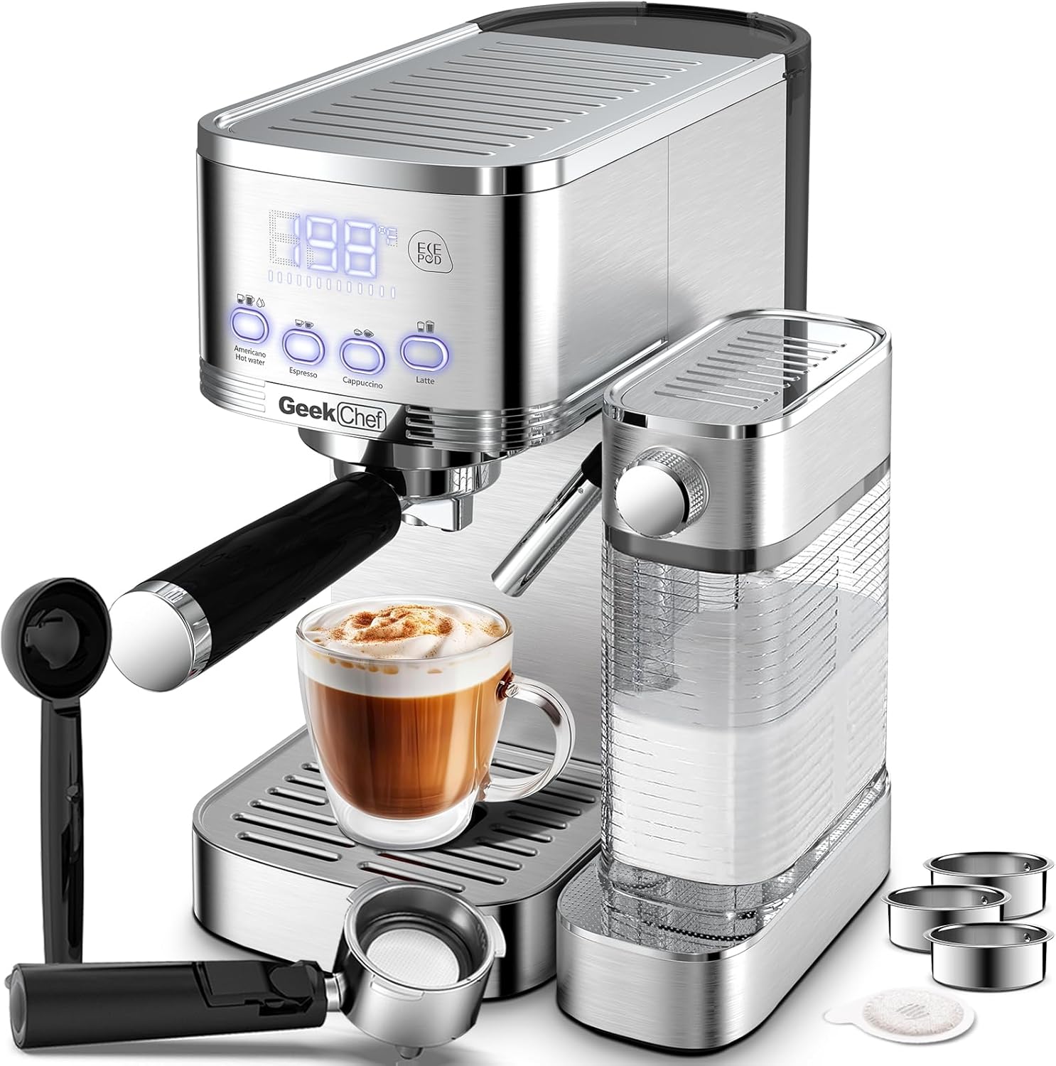 Geek Chef Espresso Machine, 20 Bar Cappuccino Machines with Automatic Milk Froth...