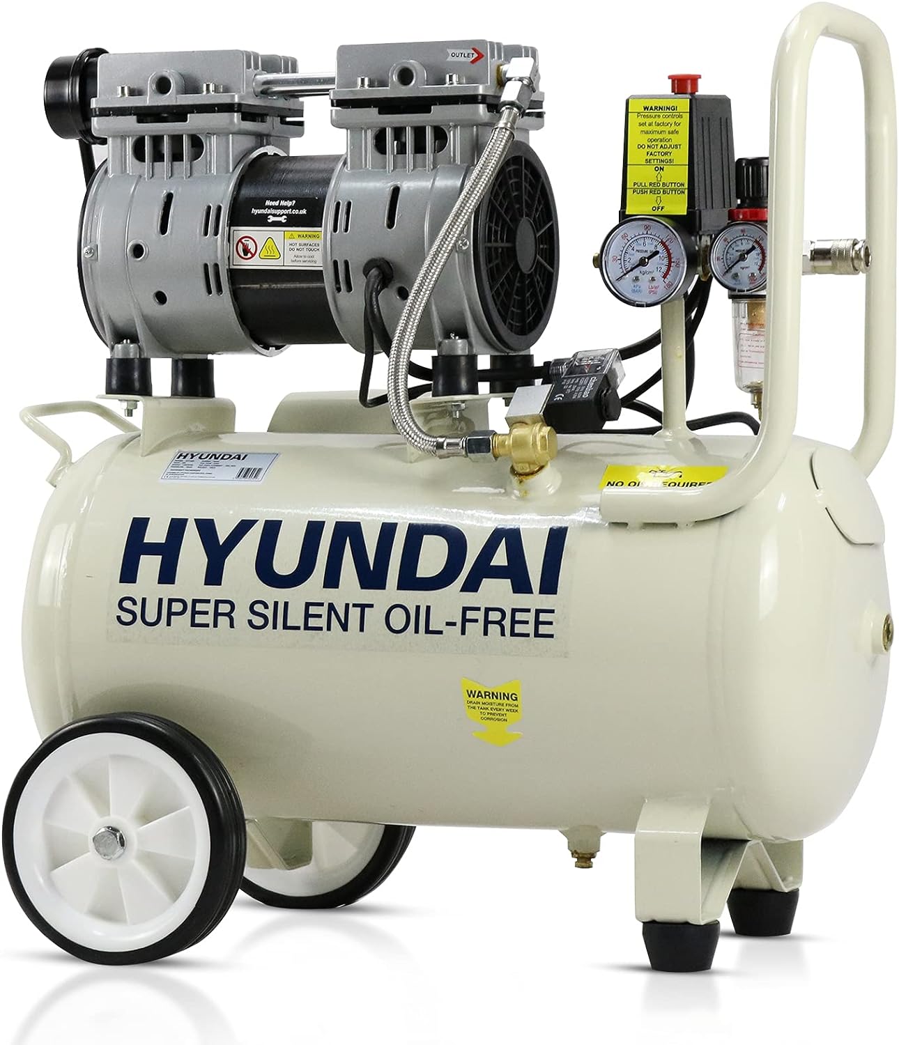 Hyundai HY7524 Air Compressor, Special 24 Litre Compressor with Silenced Operati...