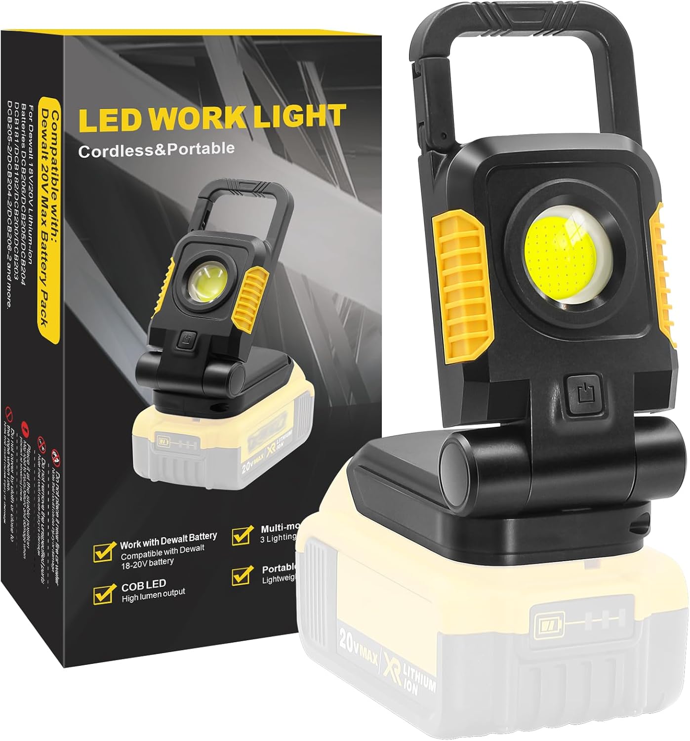 SYLSTAR Cordless Work Light for Dewalt 18V Li-ion Battery, 25W Portable LED Work...