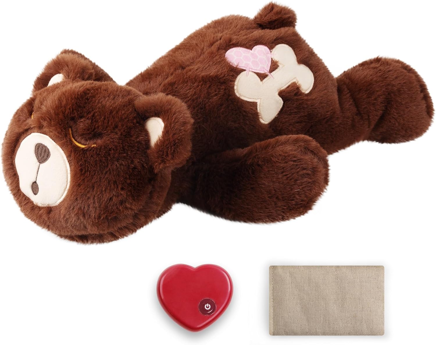 PetPrime Dog Heart Beat Puppy Plush Rabbit Toy - with Warmer Bag Pet Soft Anxiet...