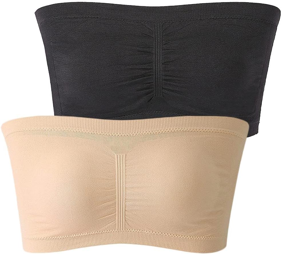 FULIER Women Bandeau Bra Padded Strapless Wireless Bralette Bra Seamless Bandeau...