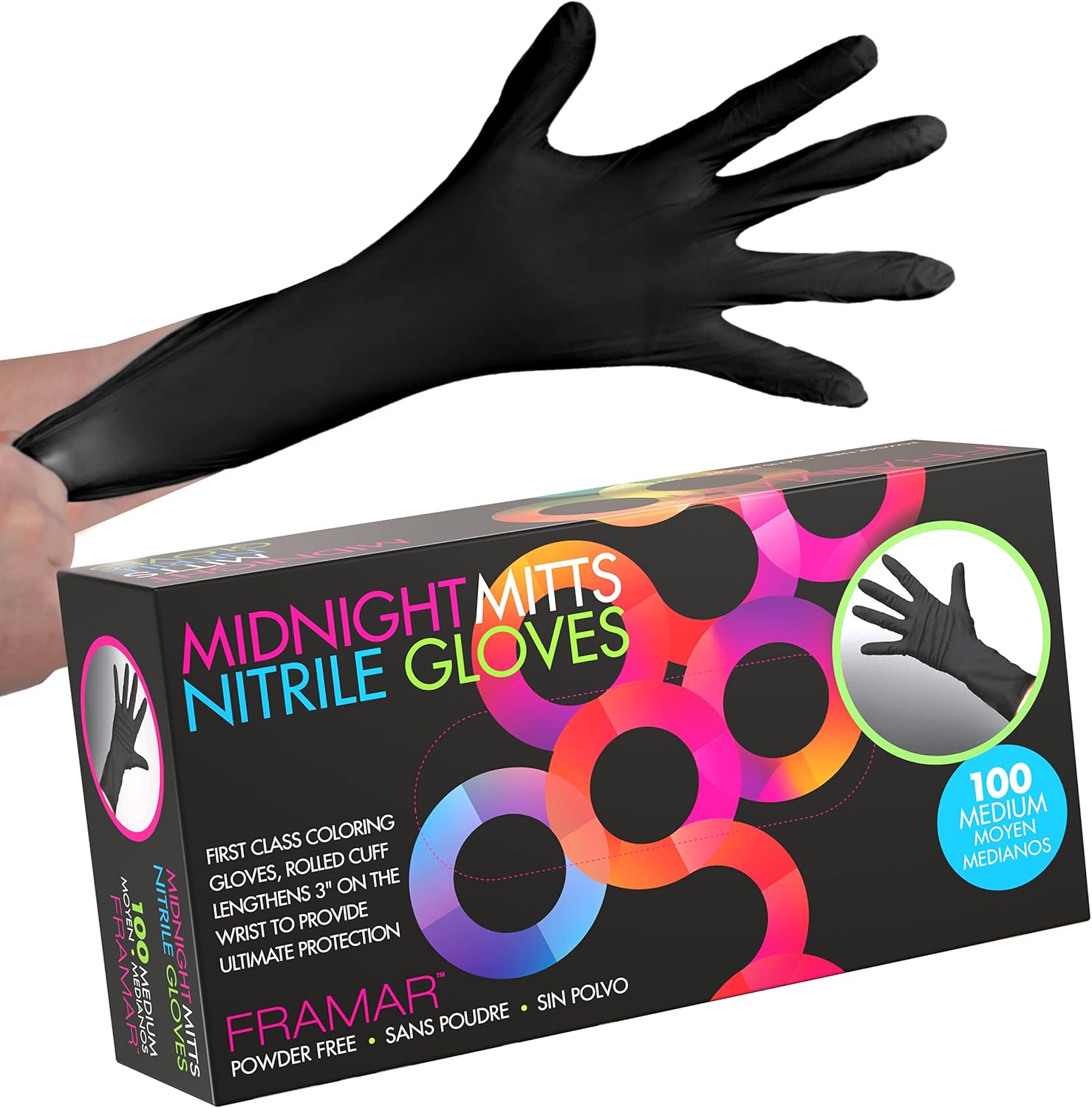 FRAMAR Black Nitrile Gloves Medium – Black Disposable Gloves Medium, Black Glove...