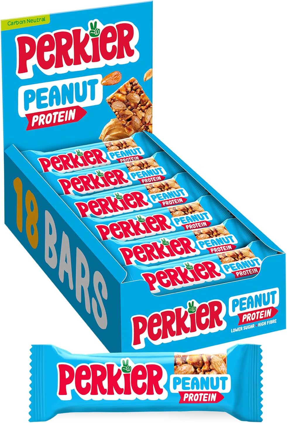 Perkier Crunchy Peanut Snack Bars (18 Pack) – Vegan – Gluten Free – Protein – Hi...