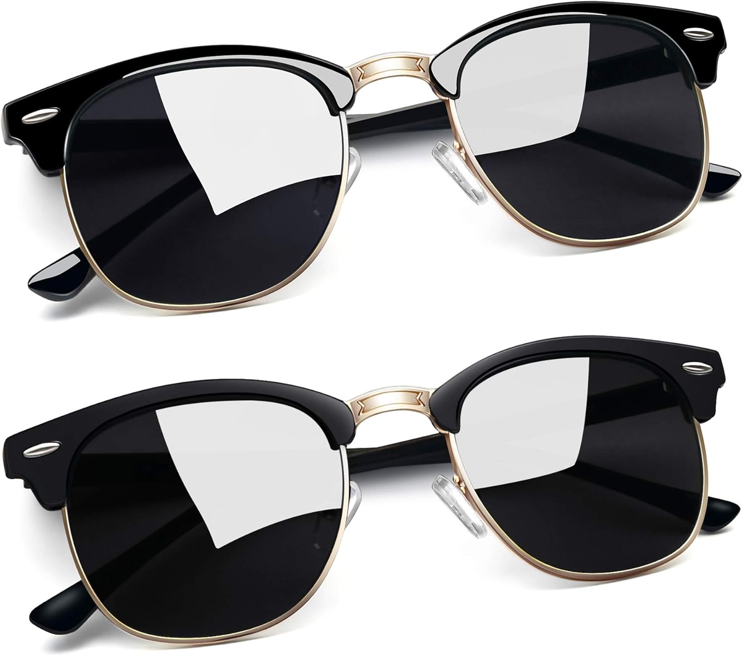Joopin Semi-Rimless Polarised Sunglasses Man - UV400 Protection Retro Half Frame...