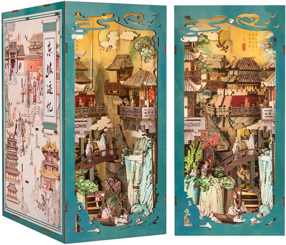 CUTEBEE DIY Book Nook Dollhouse Kit with Dust Cove...