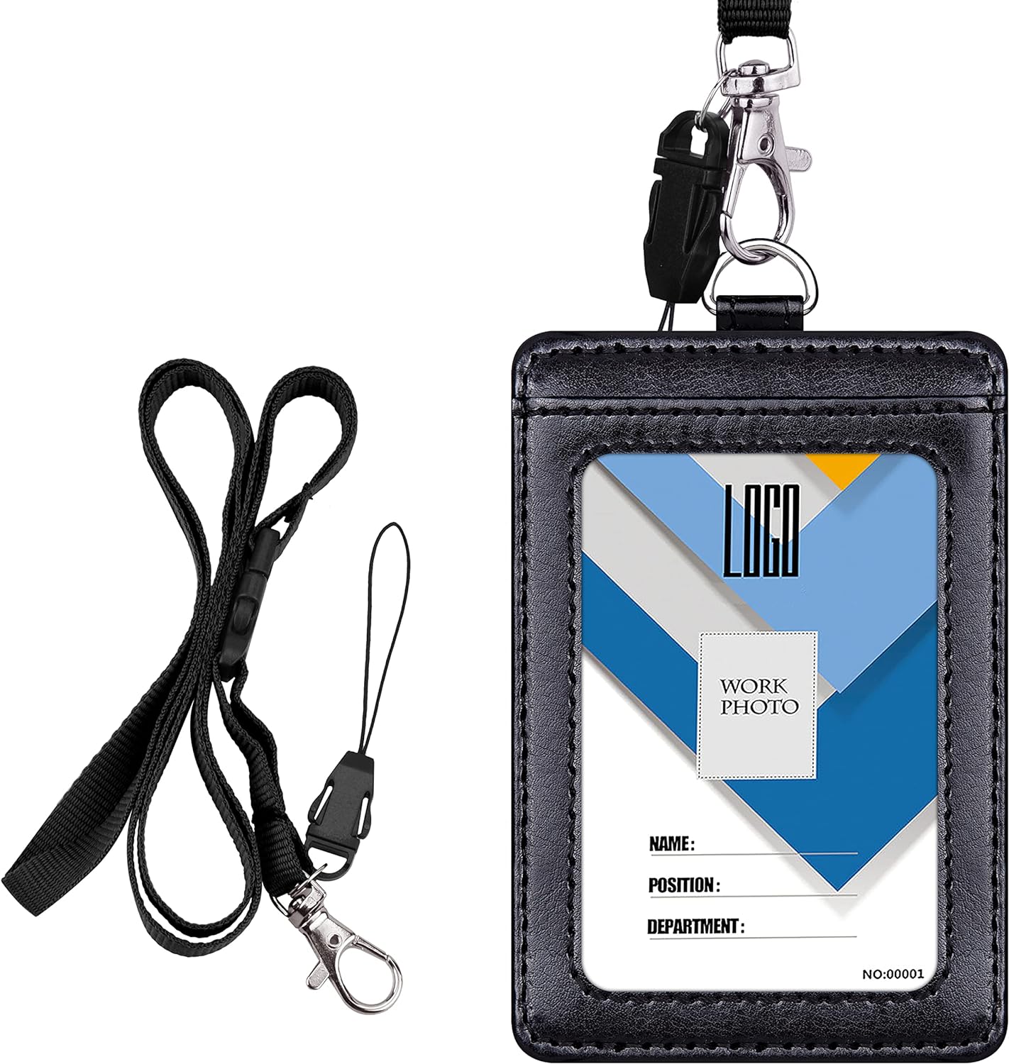 Wisdompro Badge Holder, Double Sided PU Leather Bus Pass Holder with 1 Clear ID...