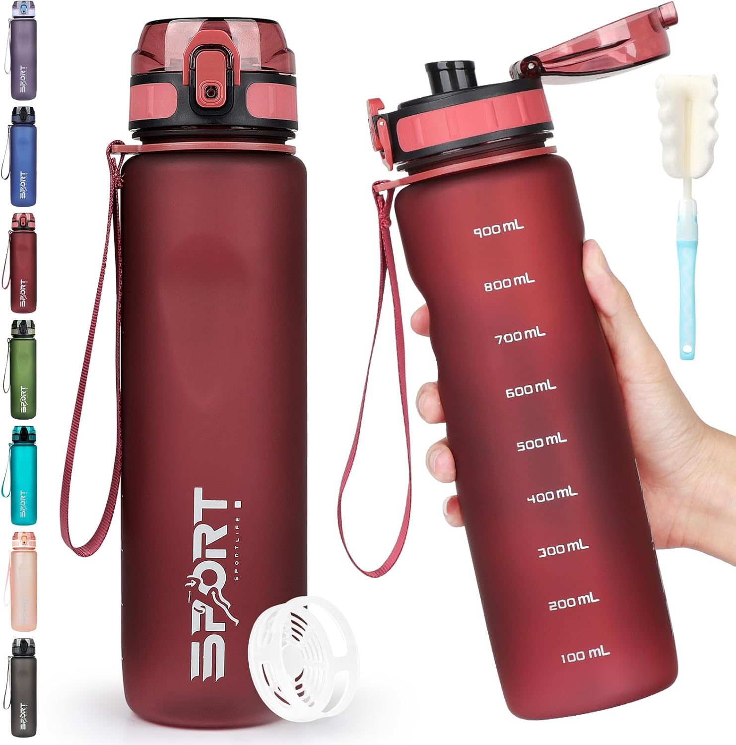 HASAGEI Water Bottle, Special Sports Water Bottle 1L Leak-proof Drinking Bottle,...