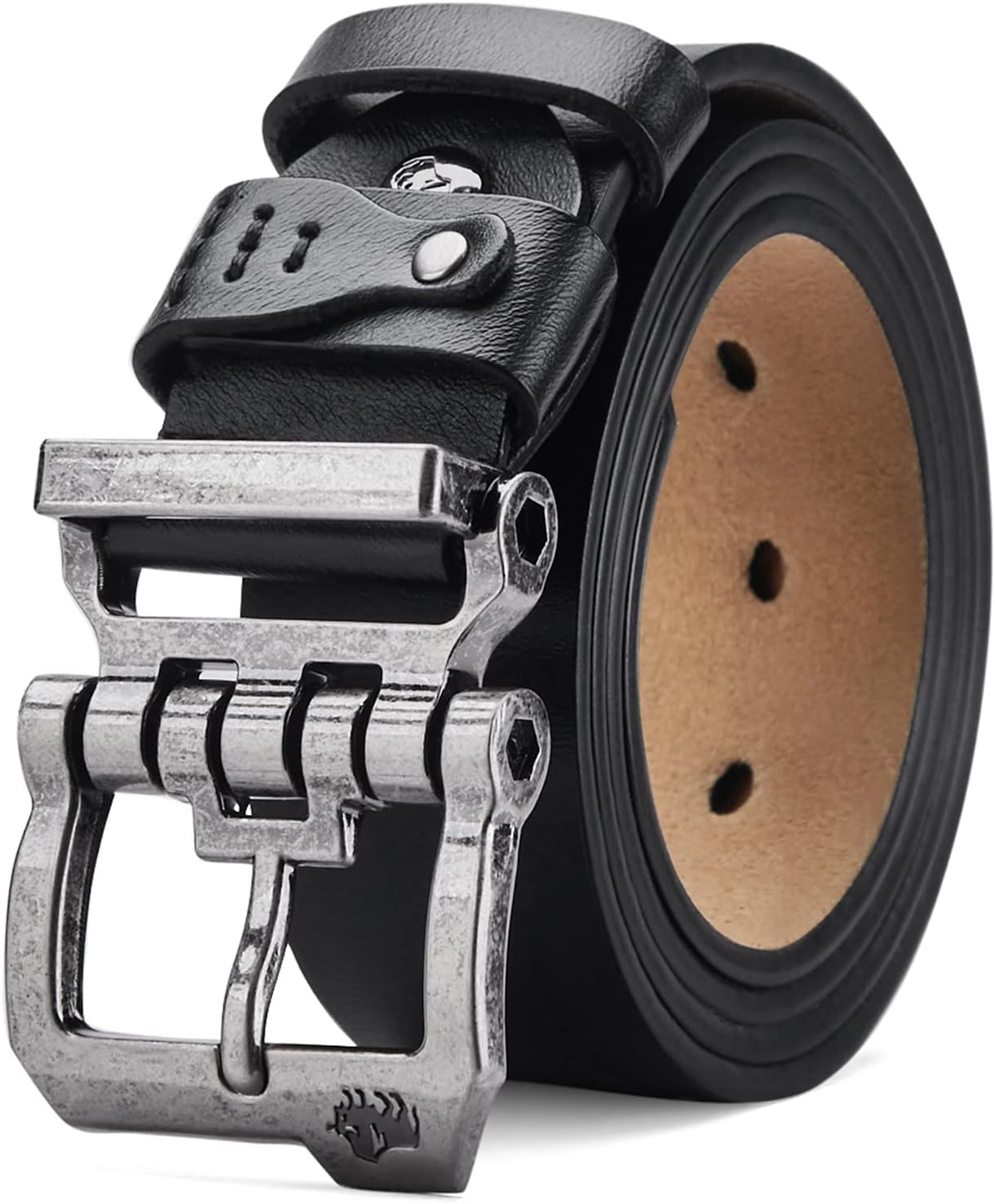 BISON DENIM Men's Belt - Leather Waistband with Anti-Scratch Pin Great for Jeans...