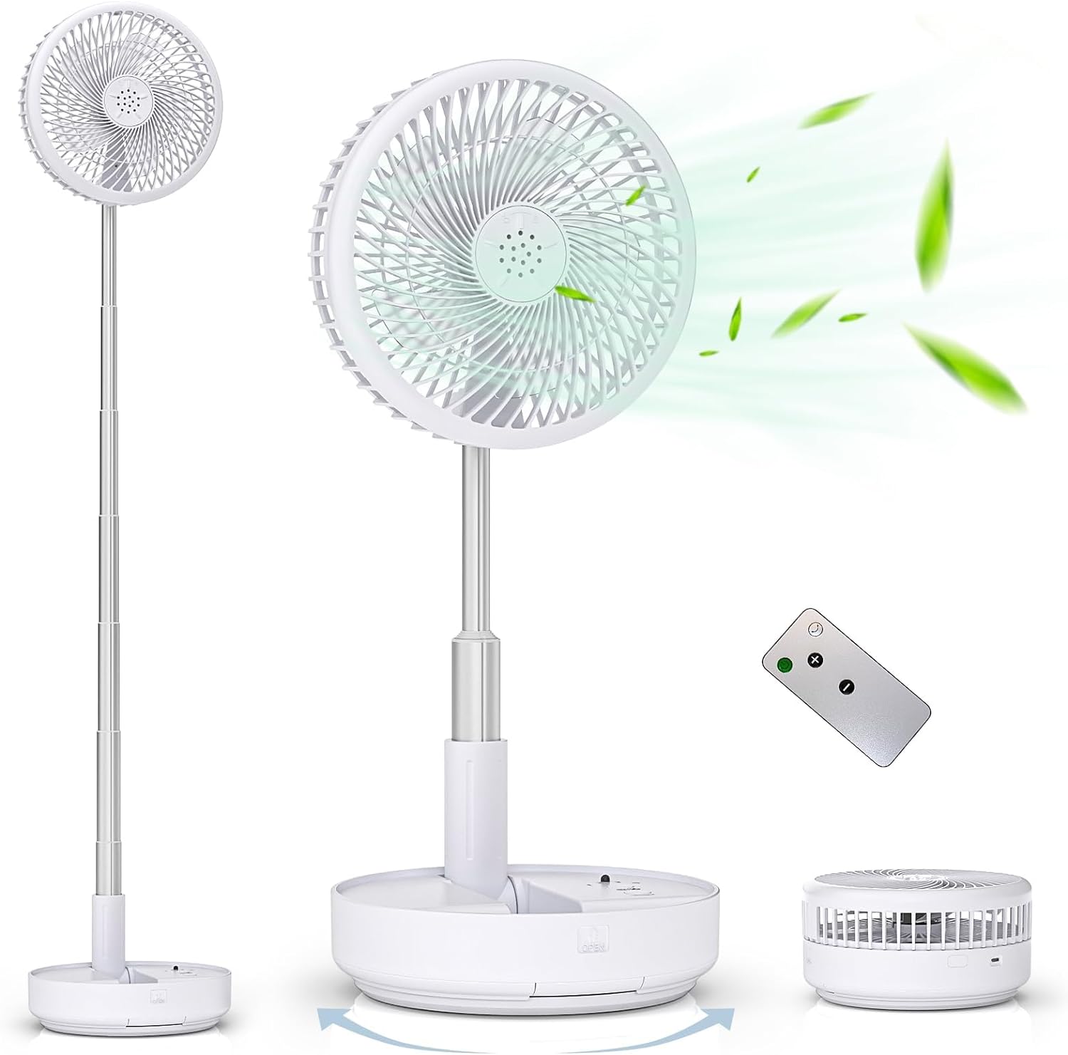 Primevolve Portable Oscillating Standing Fan,Rechargeable Battery Operated USB F...