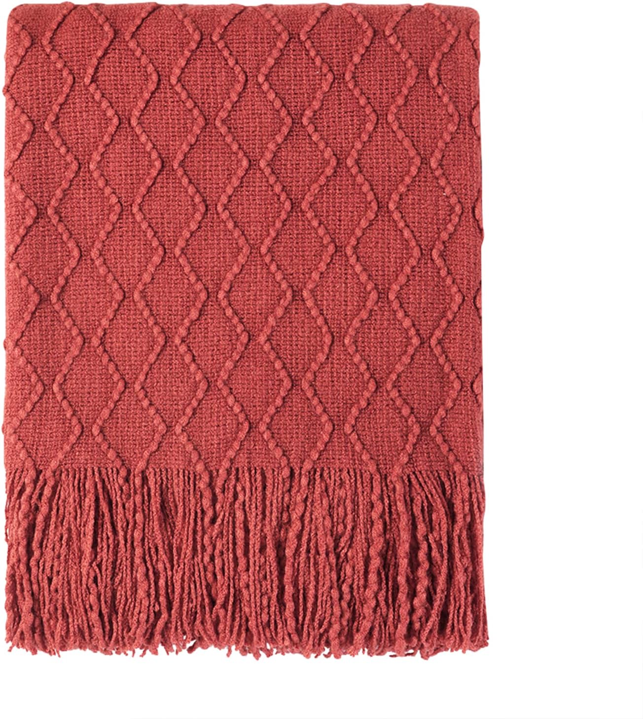 BOURINA Textured Solid Soft Sofa Throw, Special Couch Cover Knitted Decorative B...