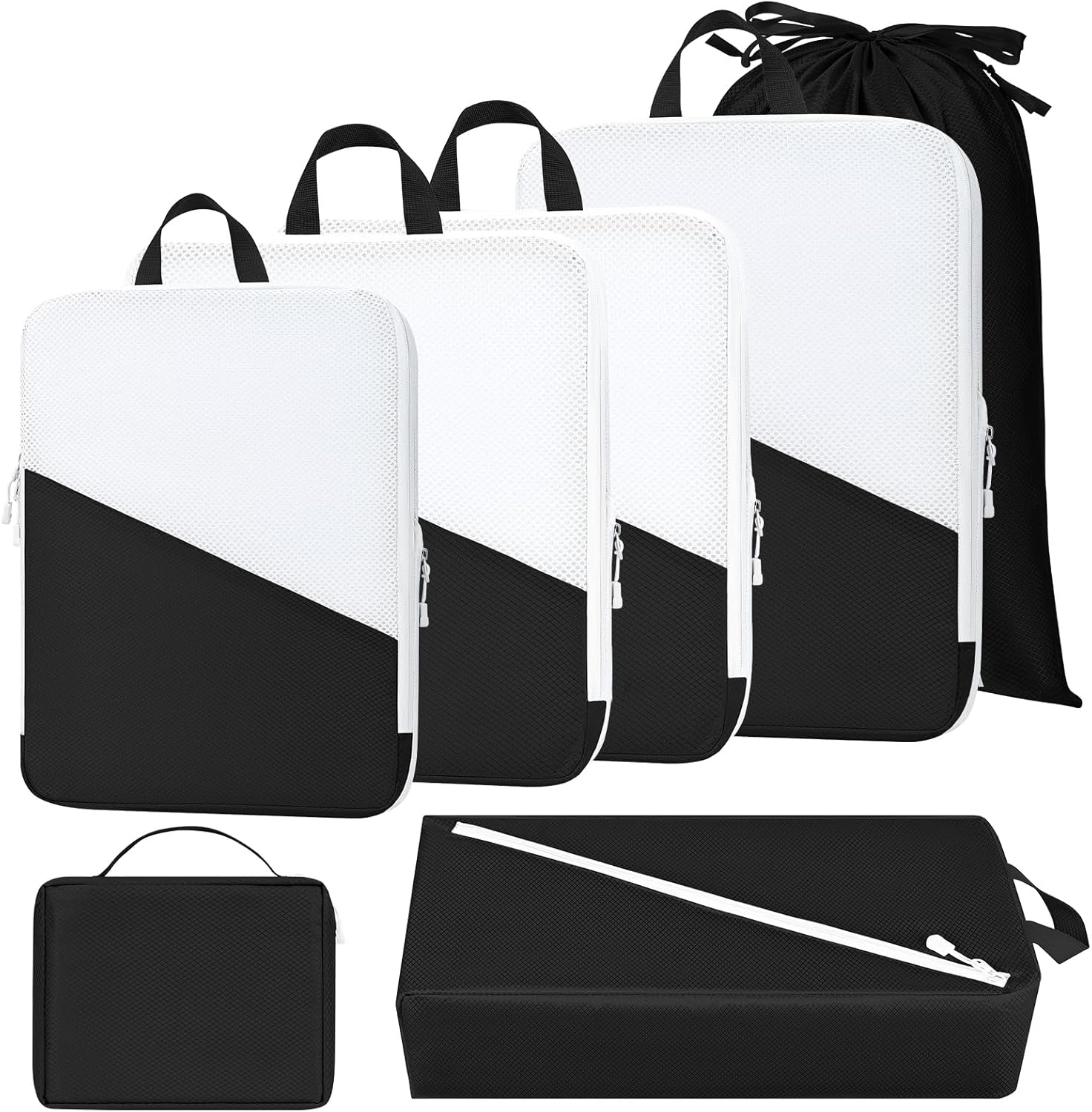 Homsorout Compression Travel Packing Cubes for Suitcases - 7 Set Luggage Organis...