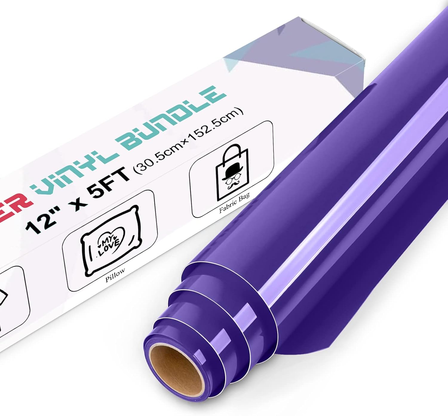 IModeur Purple Heat Transfer Vinyl — 30.5 x 152.5 cm(12'' x 5 Ft) Iron on Vinyl...