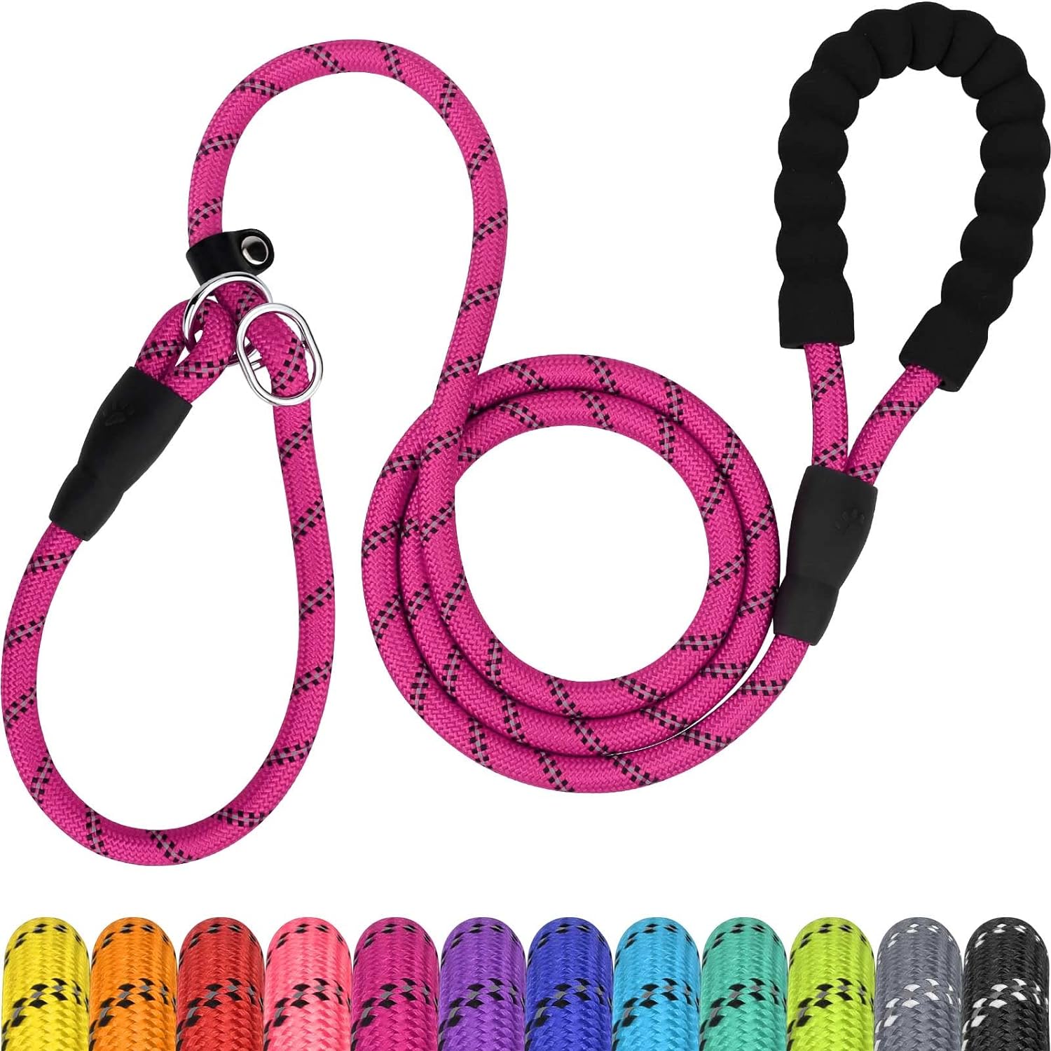 TagME Slip Rope Dog Lead for Medium Dogs,1.8m Reflective Slip Leads with Soft Pa...