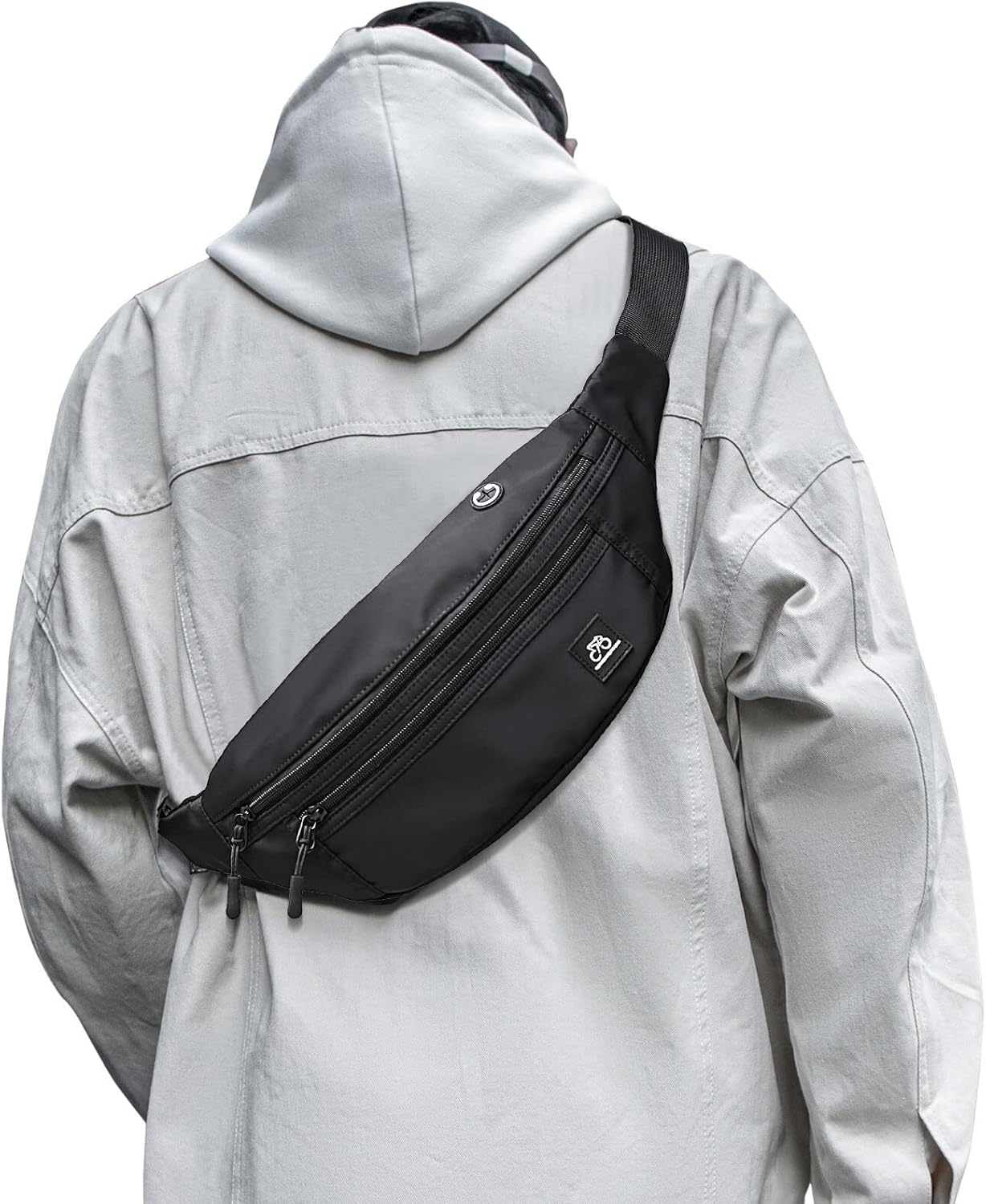 Large Waterproof Waist Bag Bumbags for Men Women Ladies Black Fanny Pack for Tra...