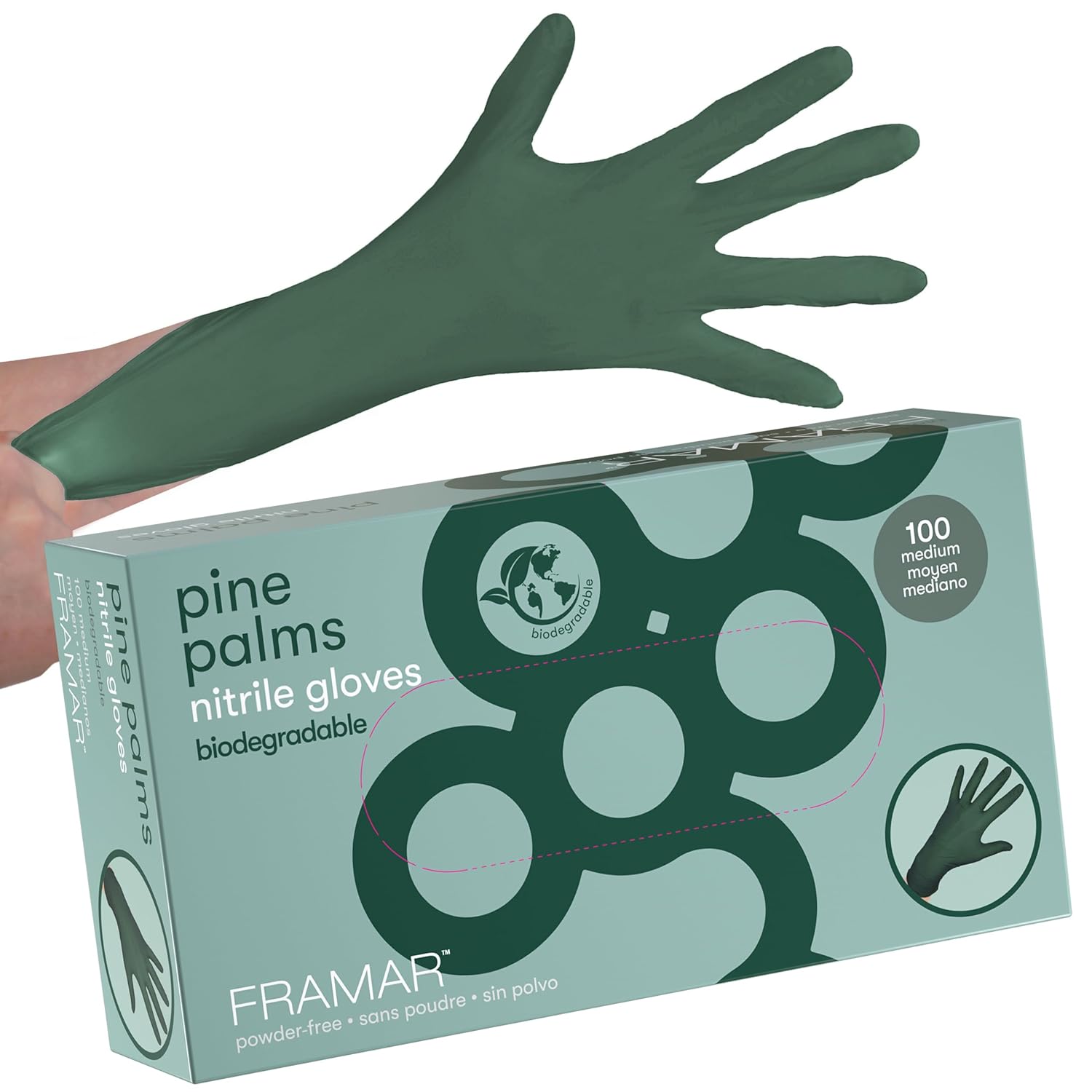 FRAMAR Green Nitrile Gloves Medium – Biodegradable Gloves Disposable, Disposable...