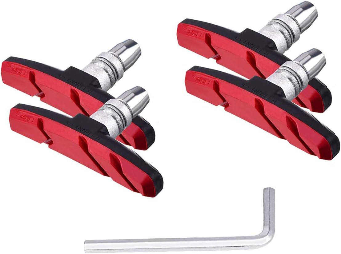 PLATTBK Bike Brake Pads 2 Pairs with Installation Tool No Noise Long 70mm Rubber...