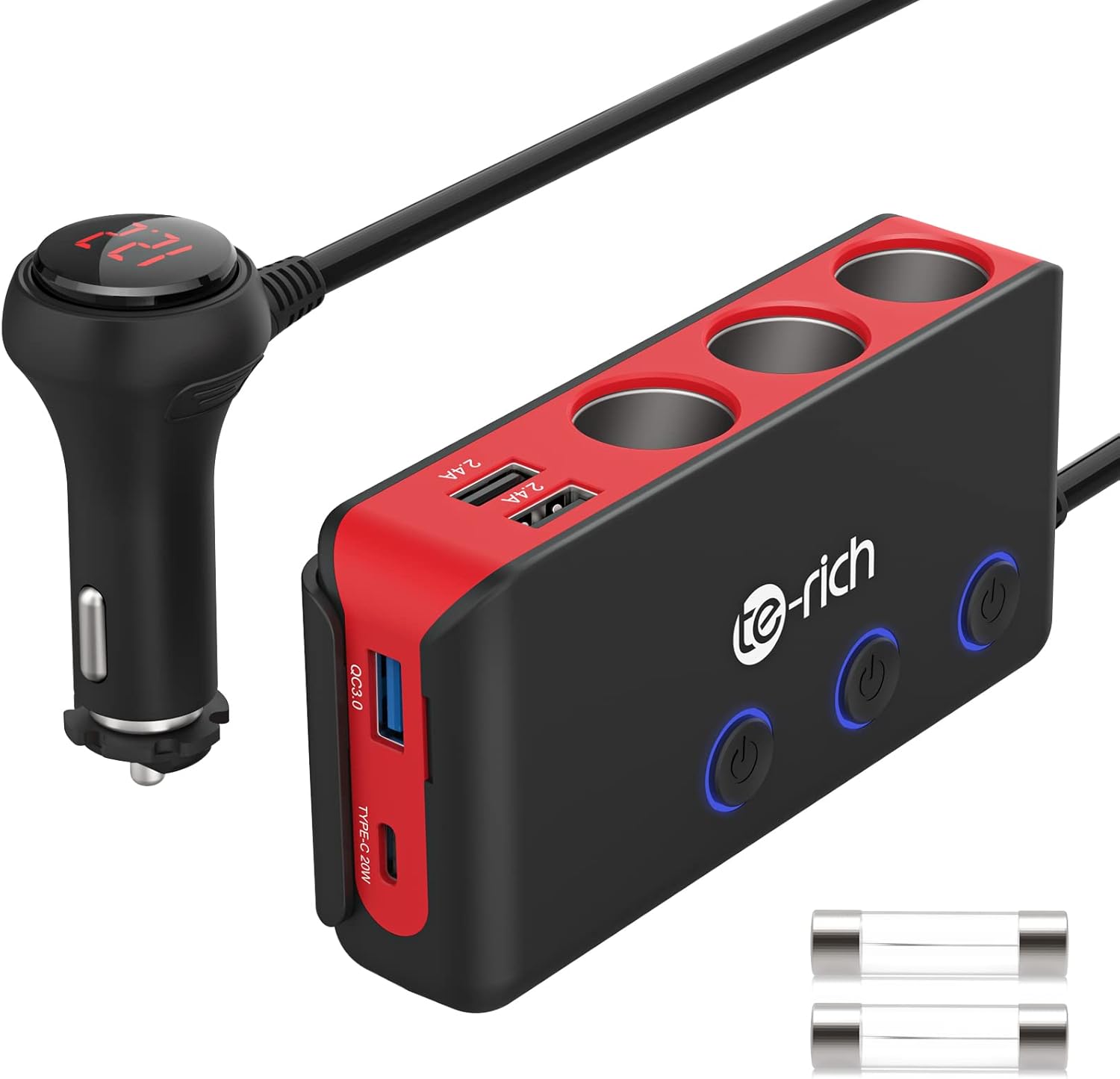 Cigarette Lighter Adapter, USB C Car Charger Fast Charge(20W USB C & 18W QC 3.0)...