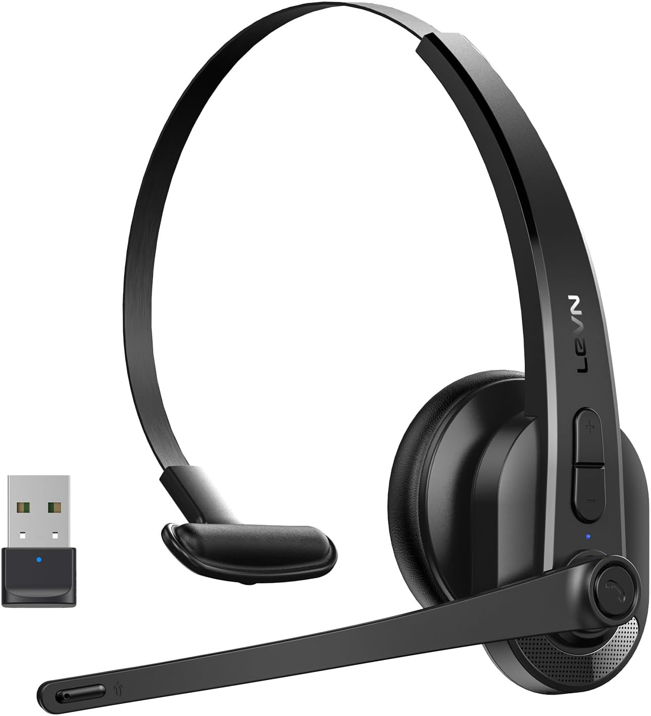 LEVN Wireless Headset with Mic for Work, Bluetooth Headset with Microphone (AI N...