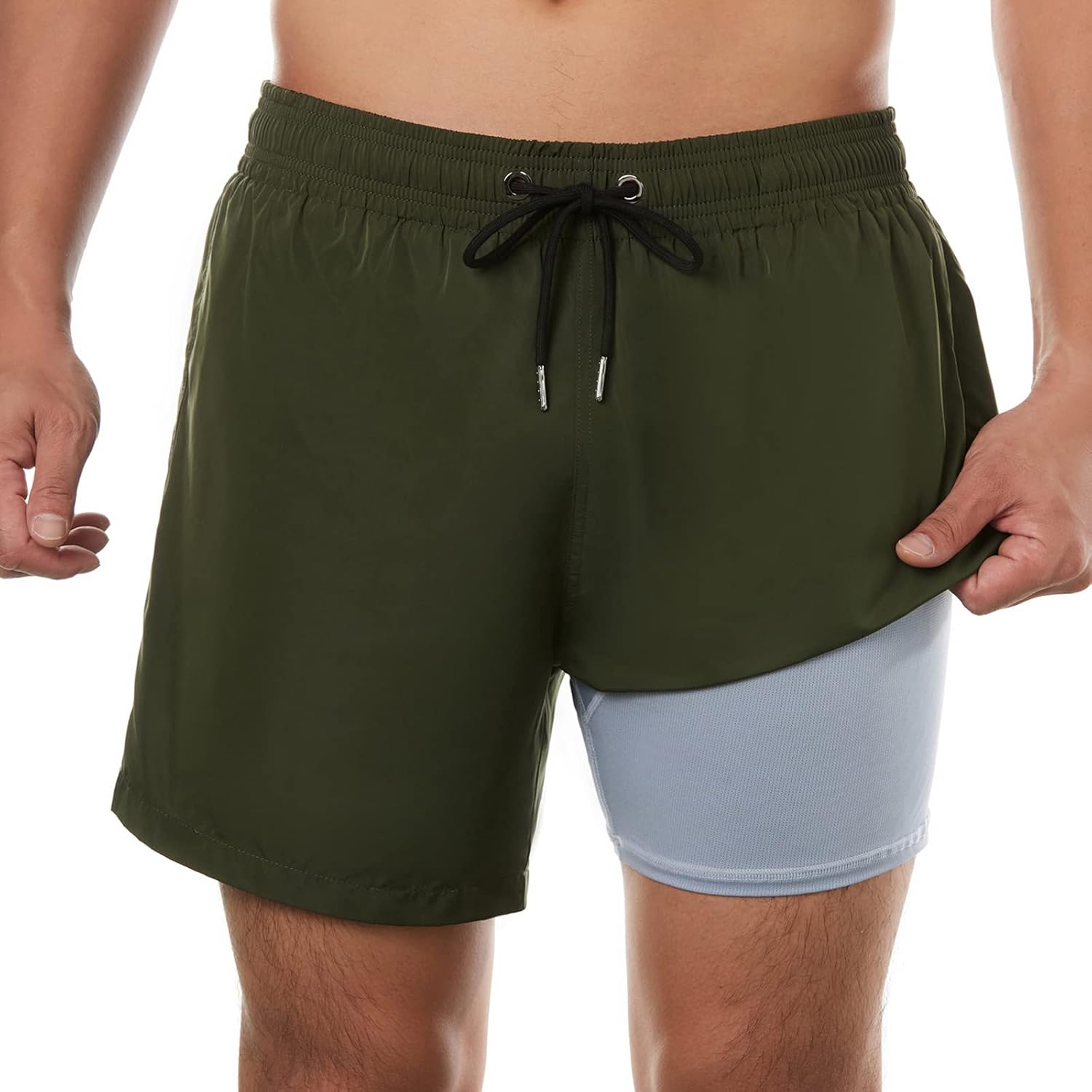 ineepor Swim Shorts Men Swim Trunks Quick Dry 5 inch Inseam Beach Shorts with Co...