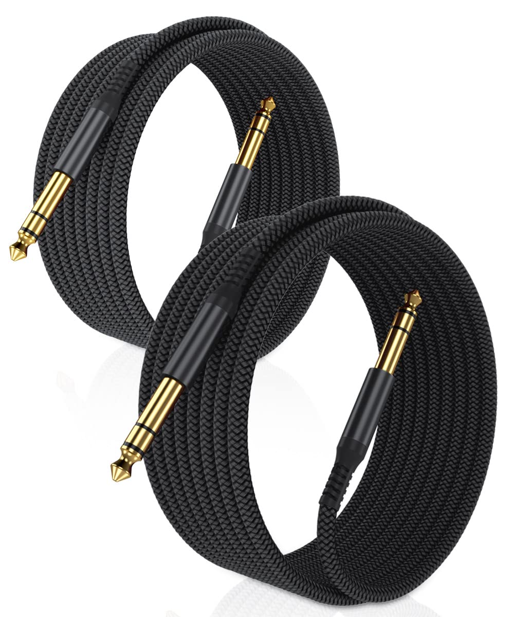 Elebase 1/4 Inch TRS Instrument Cable 3M 2-Pack,Straight 6.35mm Male Jack Stereo...