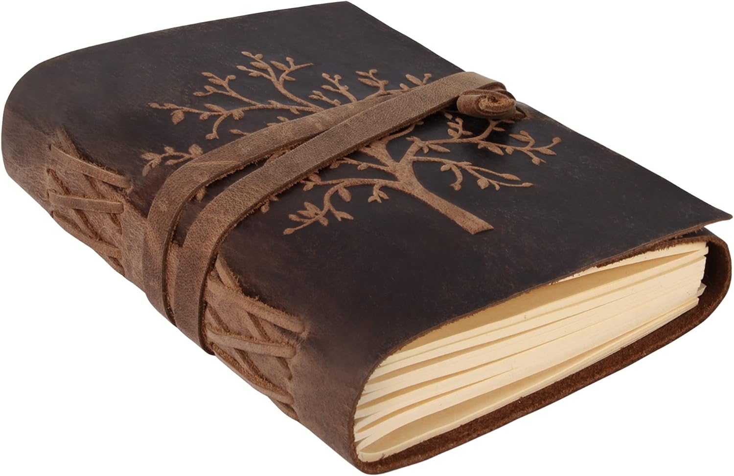 moonster Leather Journal Lined Notebook - Embossed Tree of Life Journal for Wome...