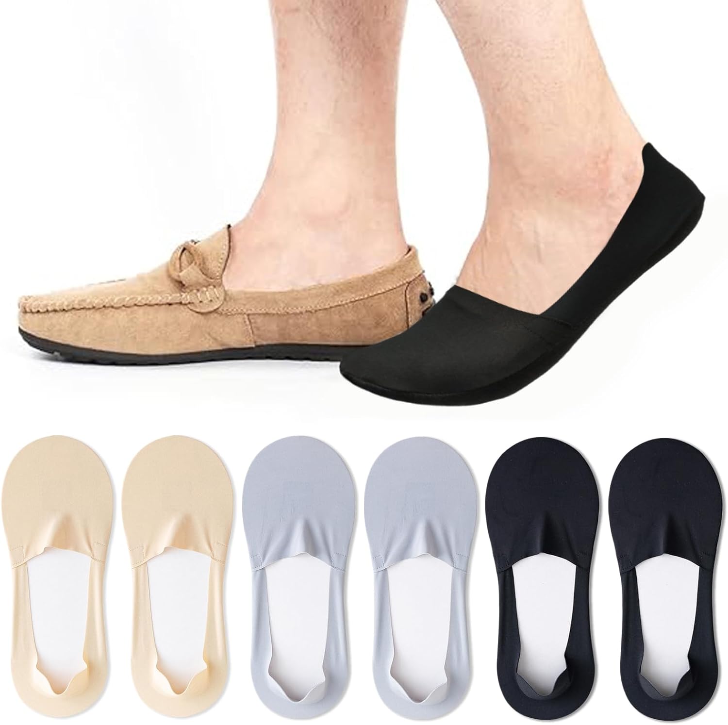 Caudblor Men Thin No Show Socks for Loafer, Invisible Low Cut Liners No See Non...