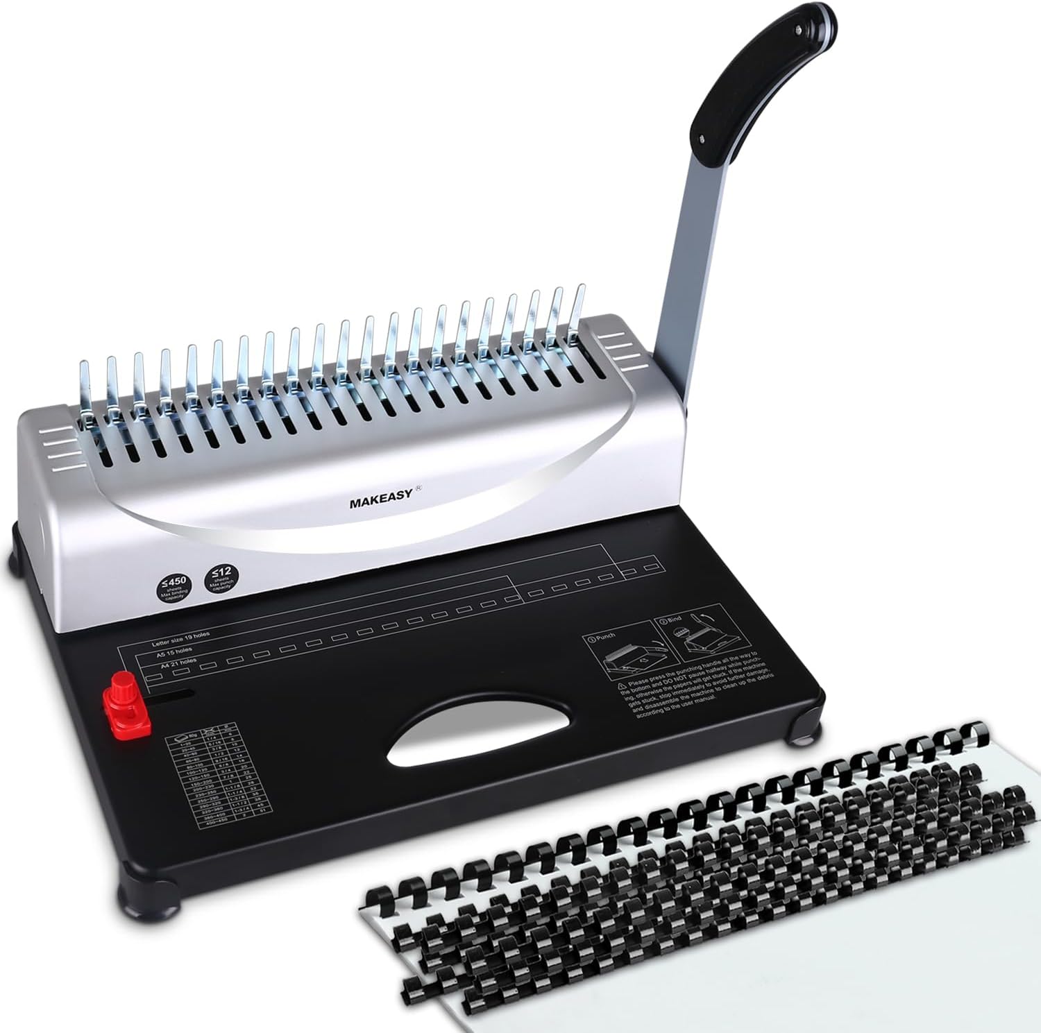 MAKEASY Binding Machine, 21-Hole, 450 Sheet, Paper Punch Binder with Starter Kit...