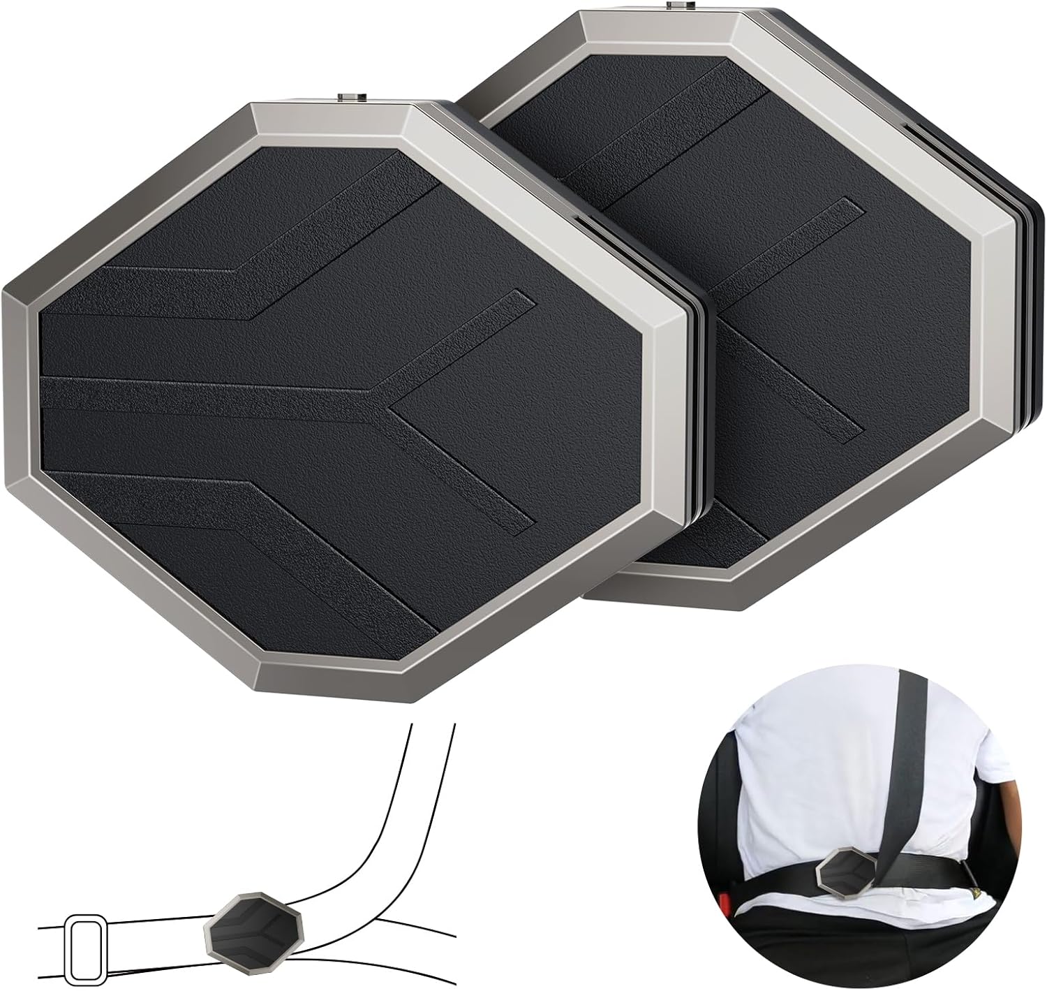 Metal Seat Belt Pads 2 Pack, Car Shoulder Strap Seat Belt Adjuster. Reduce Neck...