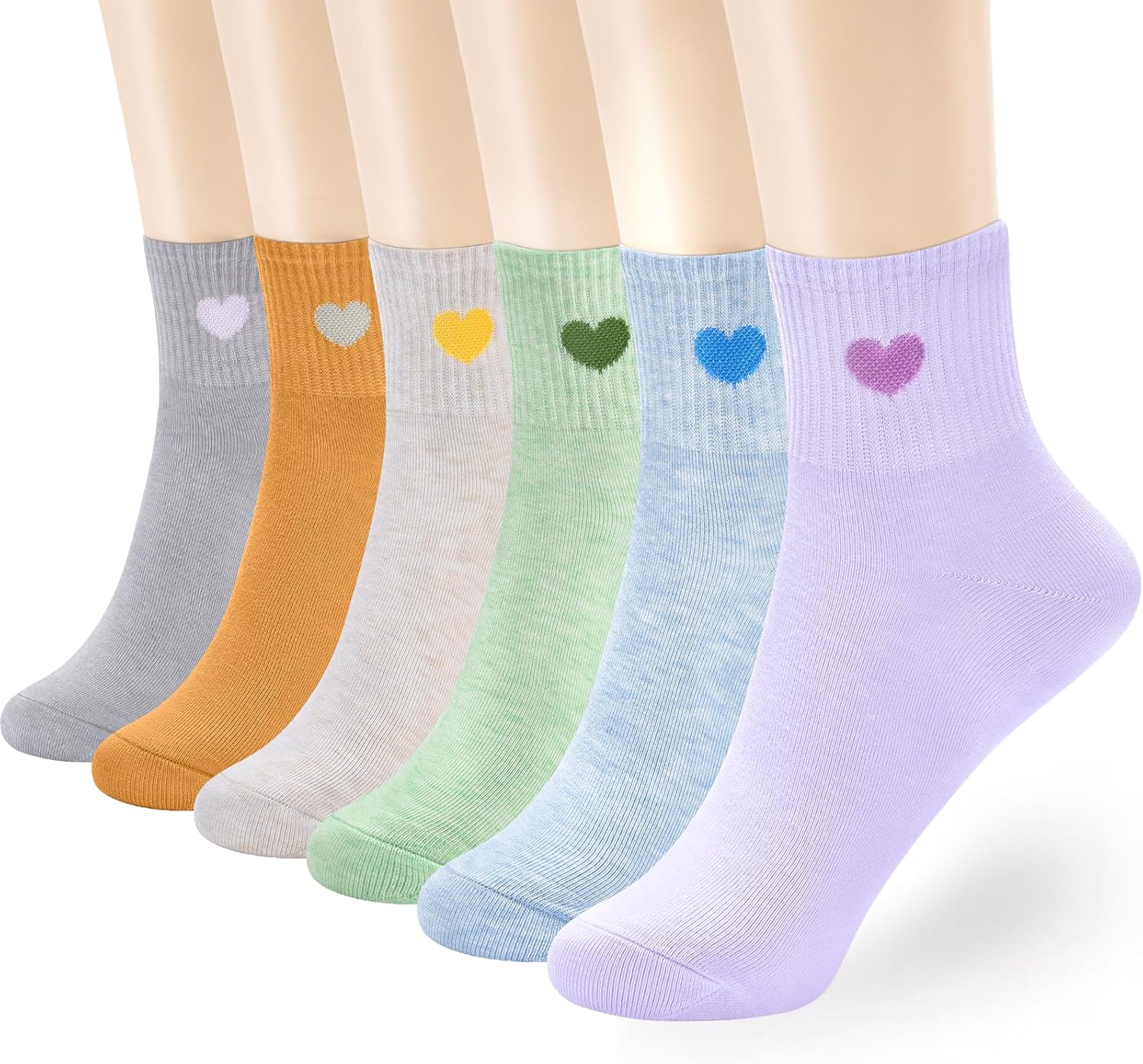 Women's Thin Cotton Socks, Special Soft Above Ankle Crew Socks, Unique 6-Pairs C...