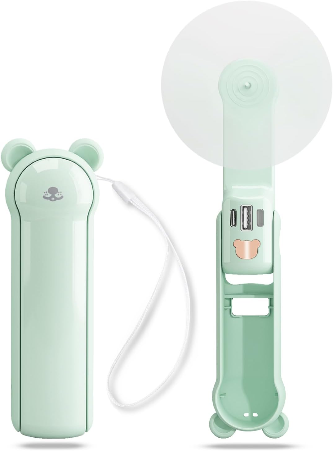 Portable Handheld Fan, USB Rechargeable Mini Hand Held Travel Fans, Folding Pock...