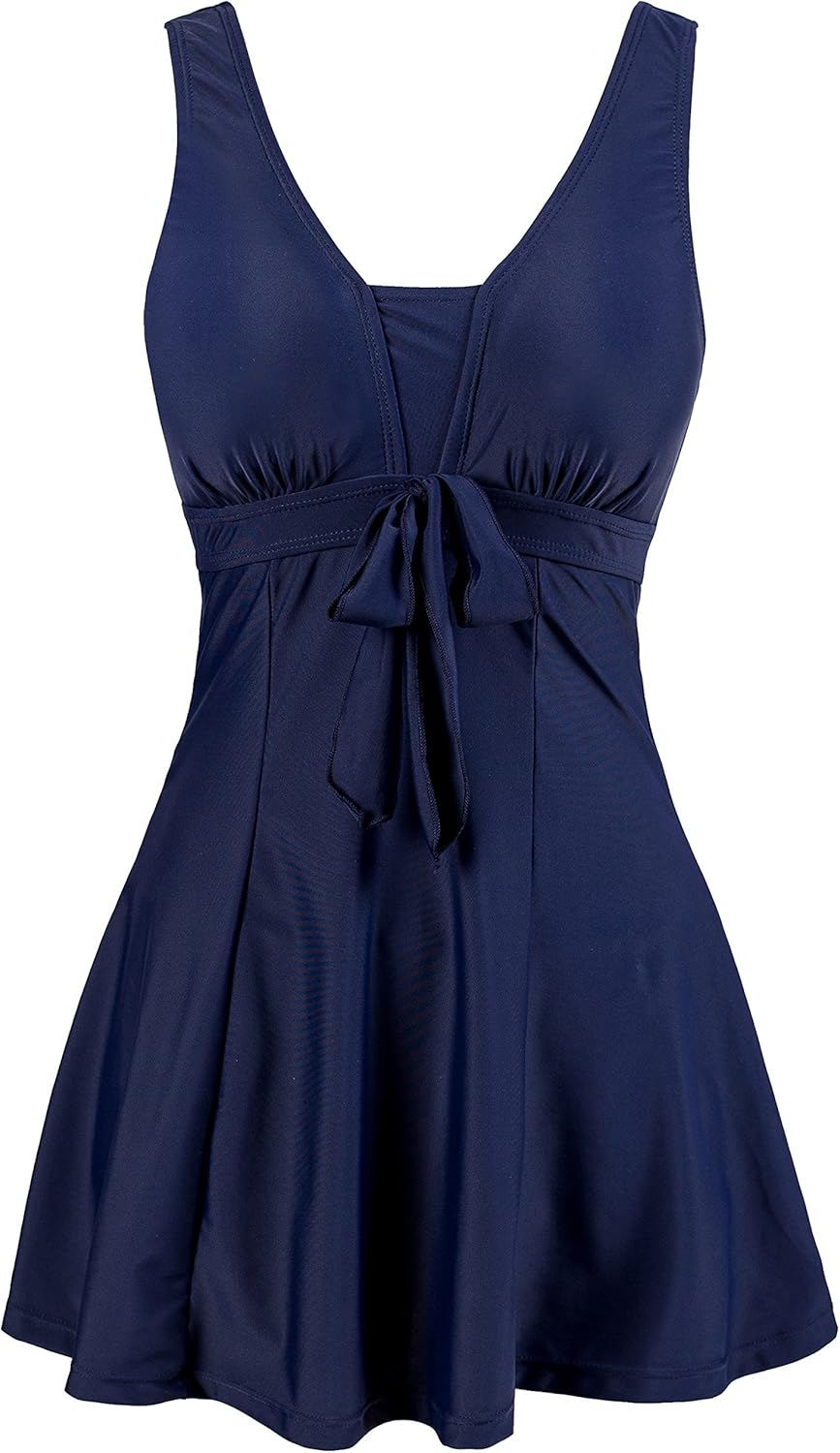 Wantdo Women's Plus Size Swimwear One Piece Tummy Control Swimdress Modest Skirt...