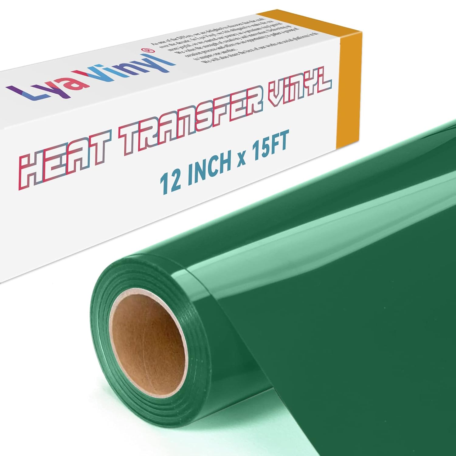 Lya Vinyl 15FT Heat Transfer Vinyl, Dark Green Iron on Vinyl Roll for Cricut, Si...