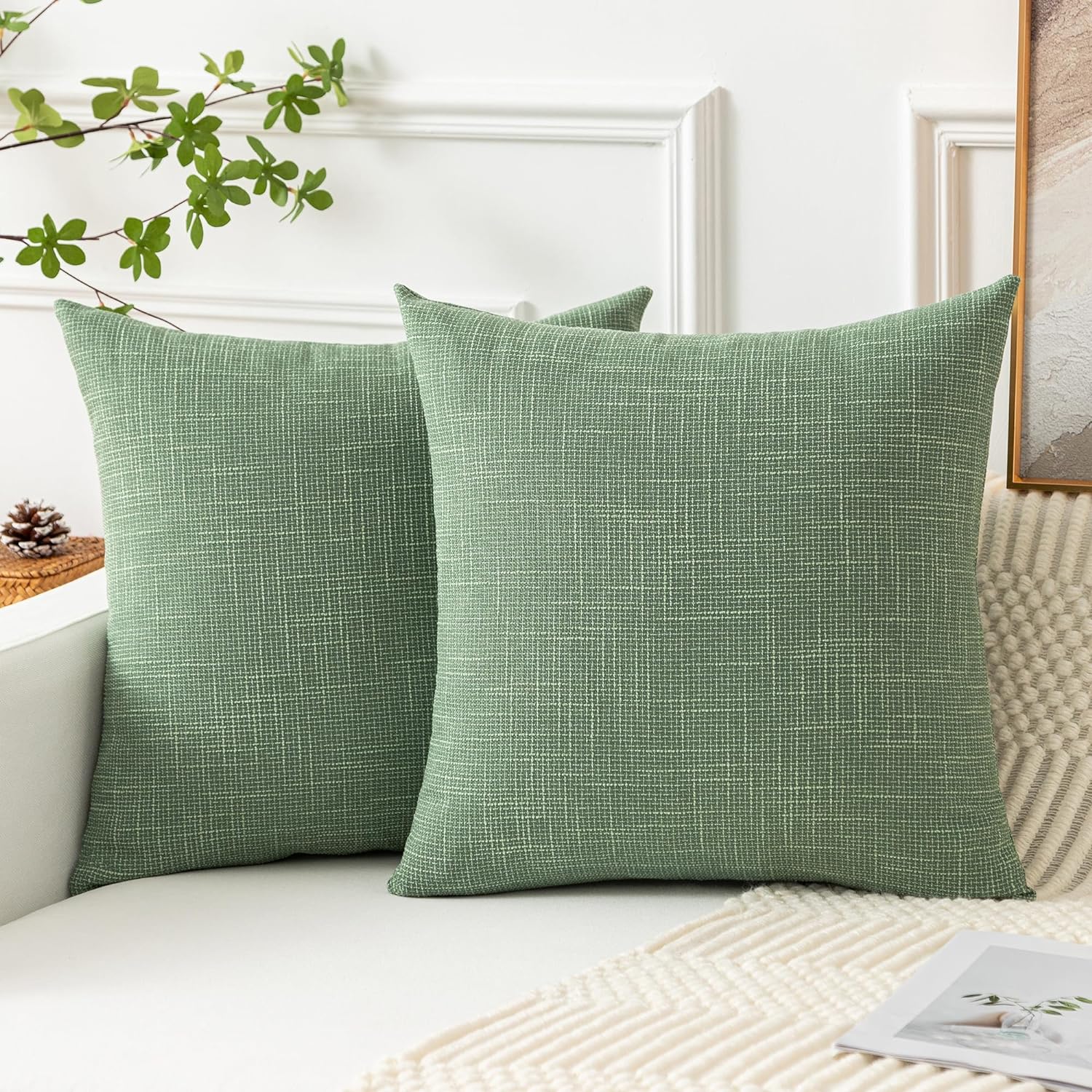 Kevin Textile Set, Special Sage Green Pillow Cover...