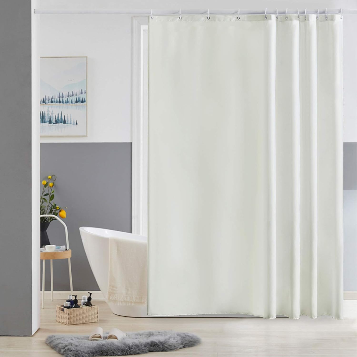 Furlinic Beige Shower Curtains Extra Large Bathroom Waterproof Fabric Washable L...