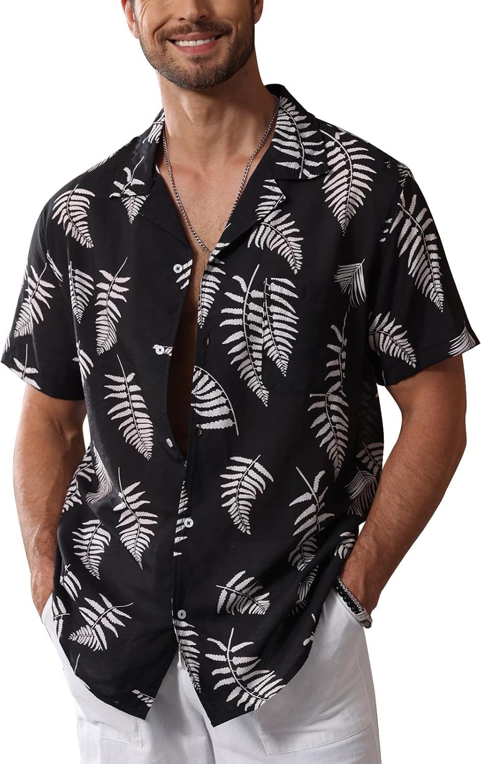 Mens Hawaiian Shirts Button Down Short Sleeve Beach Shirts Summer Casual Aloha S...