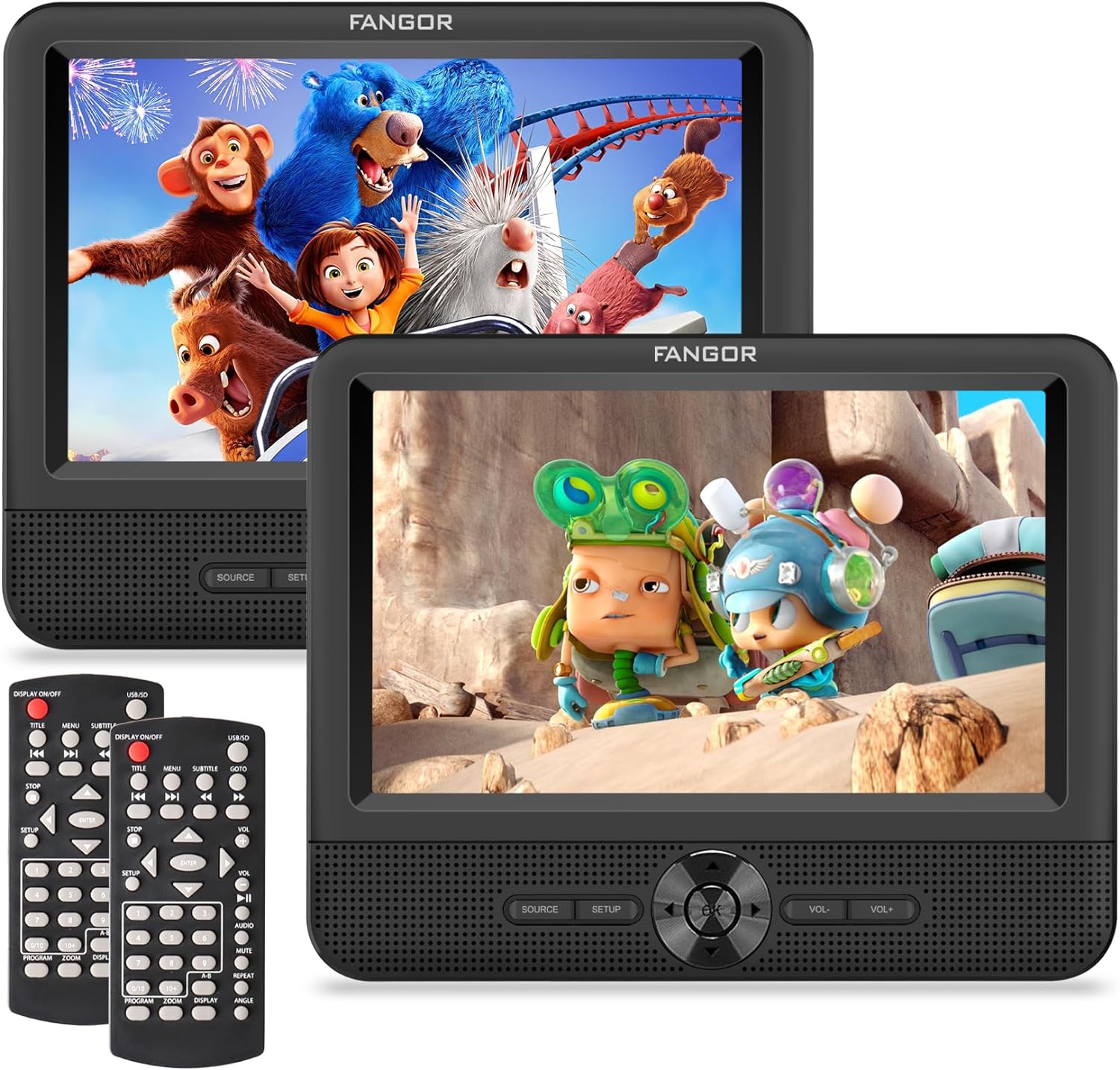 FANGOR 7.5" Dual Portable DVD Player for Car, Car DVD Player Dual Screen Play a...