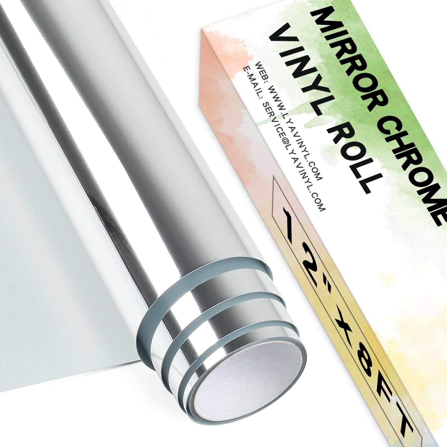 Chrome Mirror Permanent Vinyl,12"x 8ft Silver PET Self Adhesive Vinyl for Cricut...