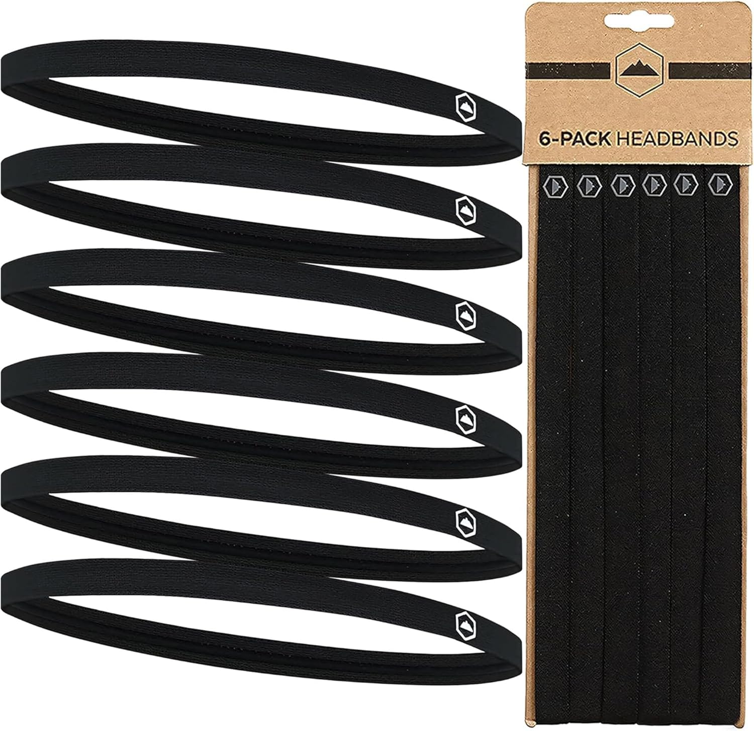 Tough Headwear Thin Elastic Headbands for Women & Men - Running Sport Head Bands...