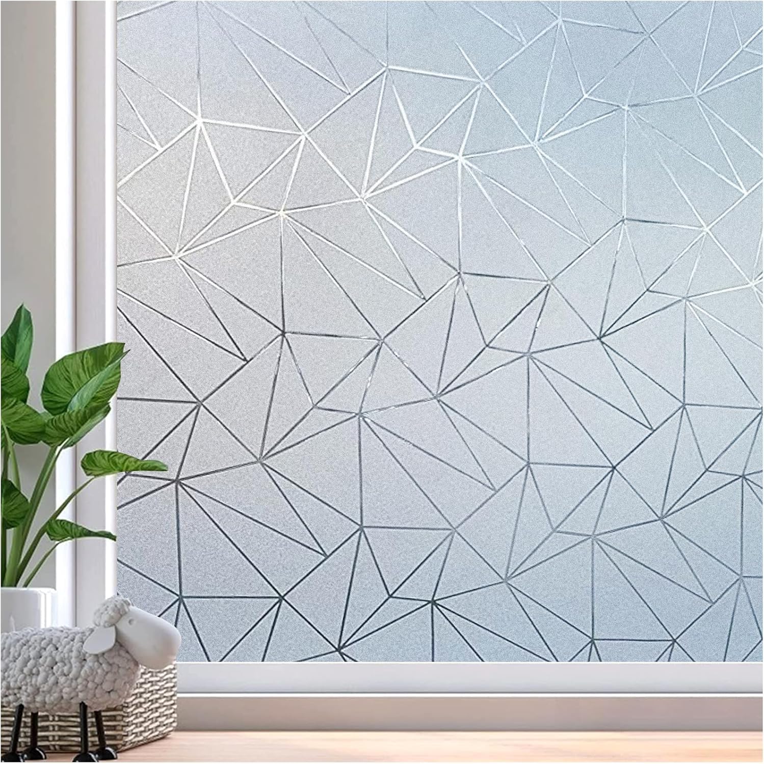 Beautysaid Window Film Privacy for Glass Windows, Frosted Window Film with Trian...