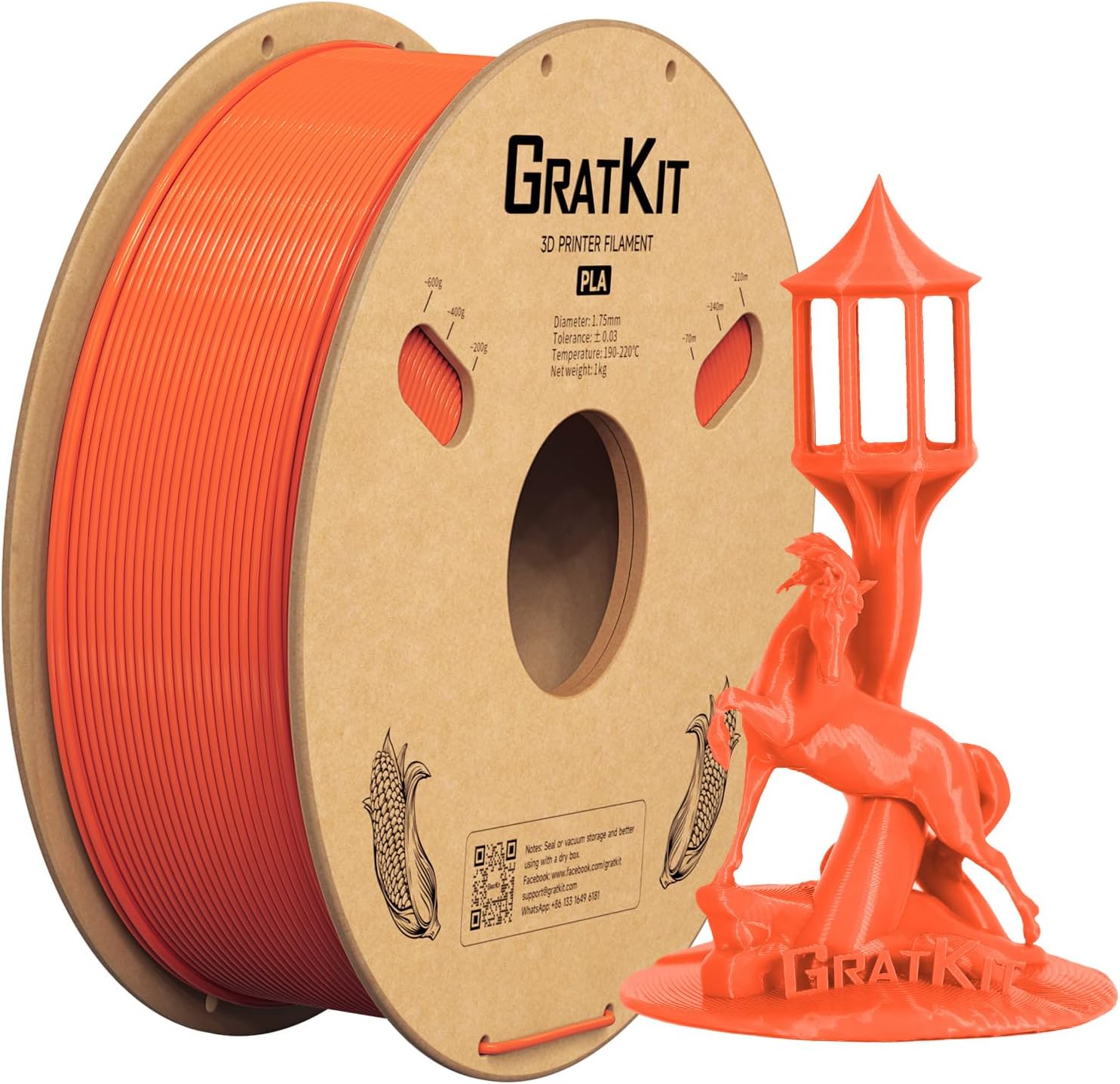 GratKit PLA 3D Printer Filament 1.75mm 1KG,3D Filament Dimensional Accuracy +/-...