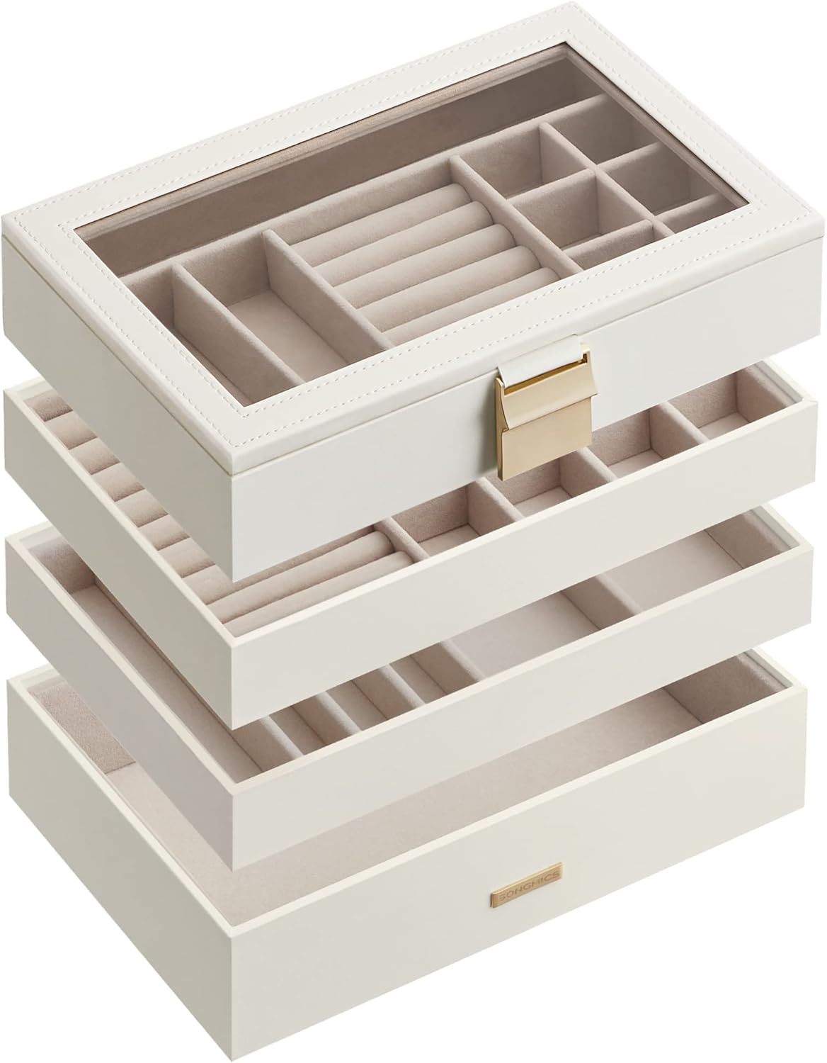 SONGMICS Stackable Jewellery Trays, 4-Tier Jewelle...