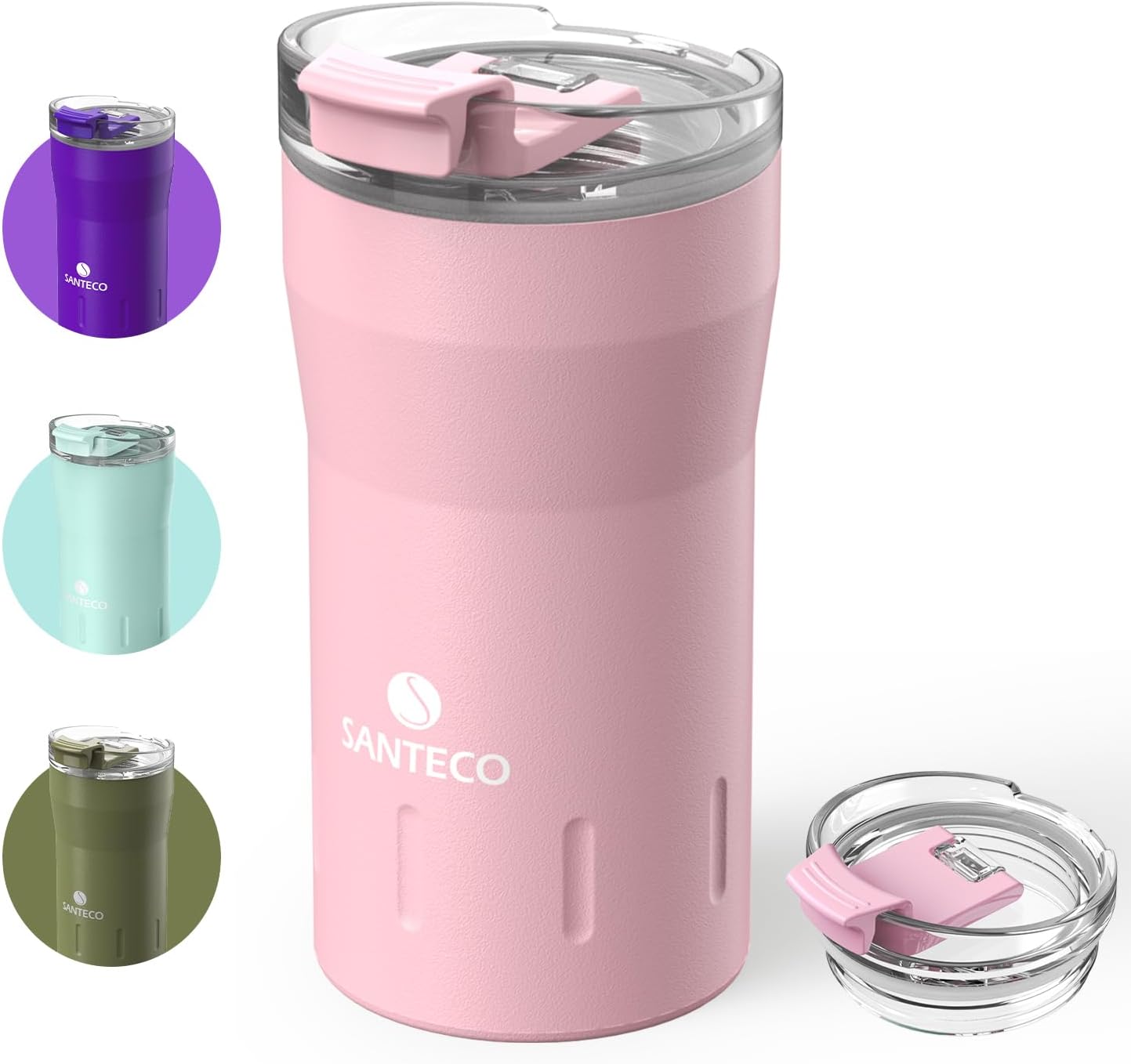 SANTECO Travel Coffee Mug, Special Insulated Coffee Cups with Flip Lid, Innovati...