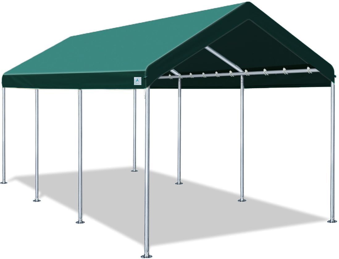 ADVANCE OUTDOOR Adjustable 10x20 ft Heavy Duty Carport Car Canopy Garage Boat Sh...