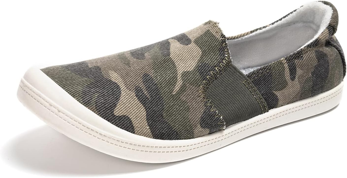 FUNKYMONKEY Shoes for Women, Comfort Low Top Canvas Slip On Sneakers Classic Cas...